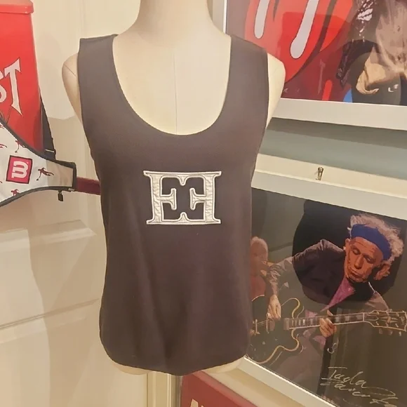 Escada Dark Brown Tank Top with White Logo - Picture 1 of 7